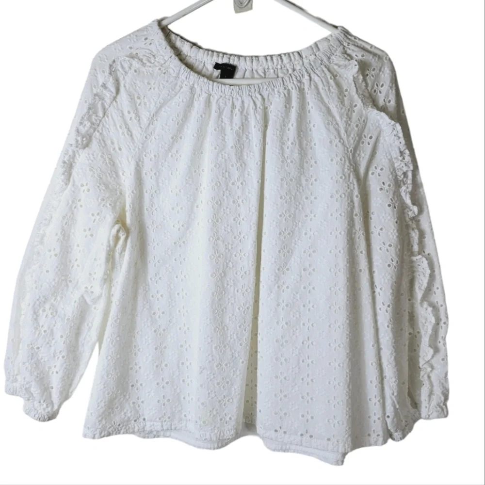 Ann Taylor White Ruffled Eyelet Top - Picture 4 of 10